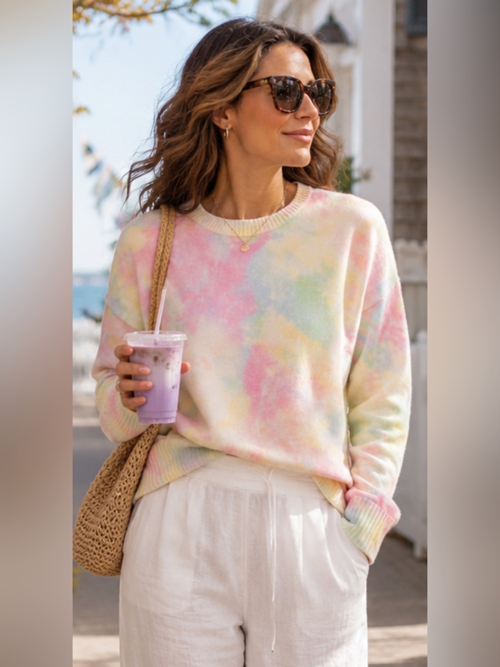 Kinross 100% Cashmere Dreamscape Watercolor Crew Sweater S Pastel Luxury $425